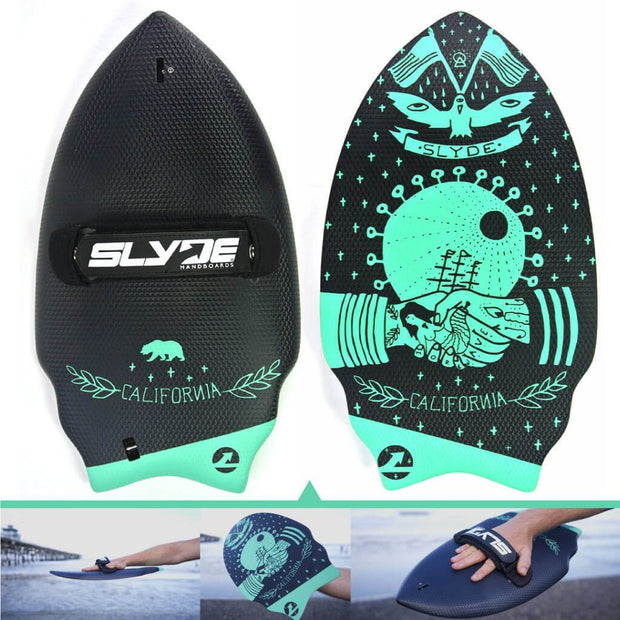 Slyde Wedge BLACK and blue bodysurfing handboard
