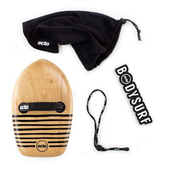Bodysurfing Ecto Handplanes - AR—2 All Rounder 2.0 (Black) with bag and leash